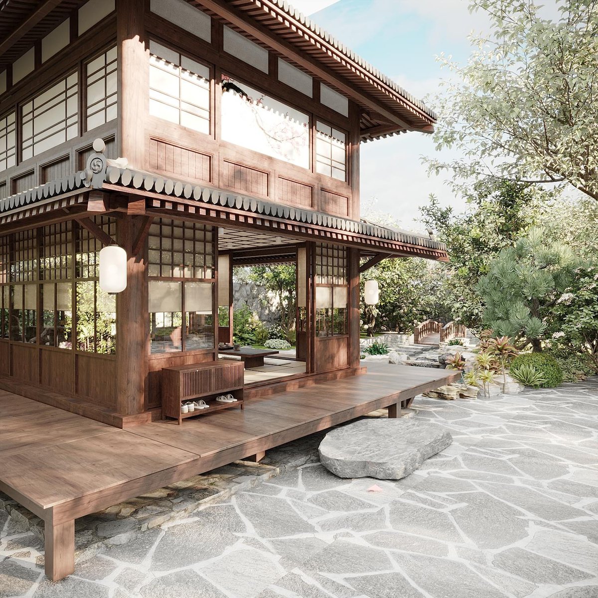 Ấn tượng thiết kế sân vườn phong cách Nhật Bản